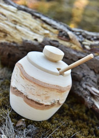 BIRCH BOX FOR SALT AND SPOONS