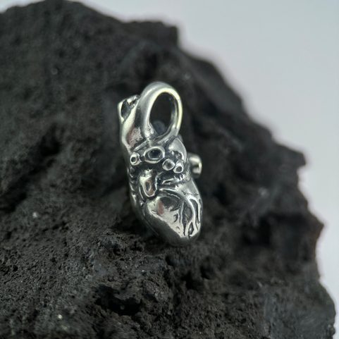 COEUR ANATOMIQUE, PENDENTIF, ARGENT 925