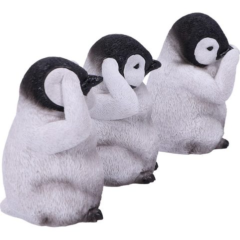 SEE NO, HEAR NO, SPEAK NO EVIL EMPEROR PENGUIN CHICK FIGURINES