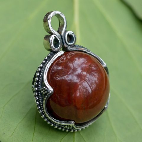 VIKING JASPER BALL PENDANT, GOTLAND, SILVER