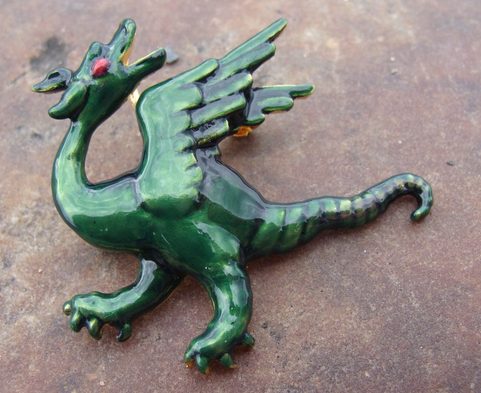 PAINTED DRAGON BROOCH