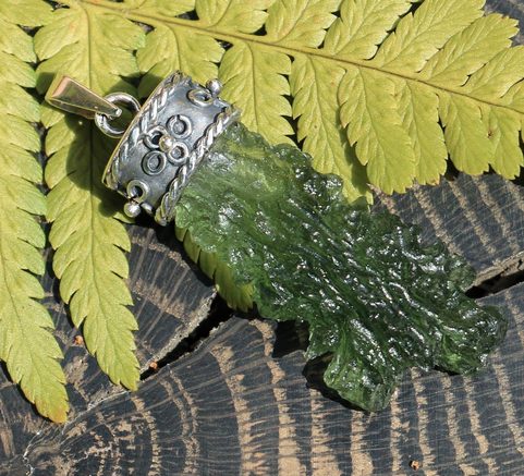 MIRANDA, MOLDAVITE, STERLING SILVER PENDANT