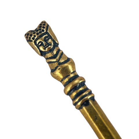 MITTELALTERLICHE GABEL MIT JUNGFRAU, MESSING