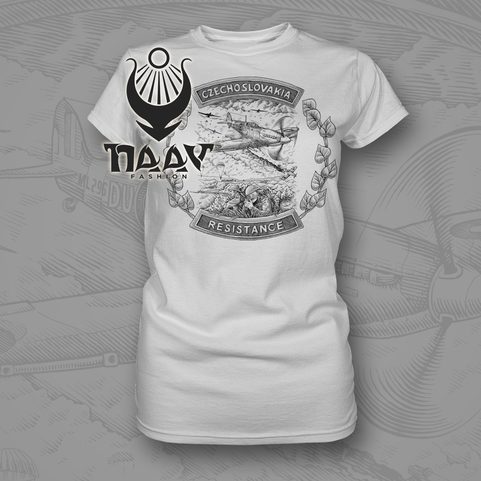 CZECHOSLOVAKIA RESISTANCE T-SHIRT LADIES NAAV BLANC