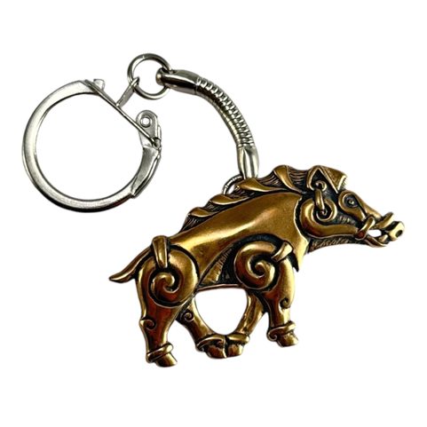CELTIC BOAR, BRONZE, KEY RING