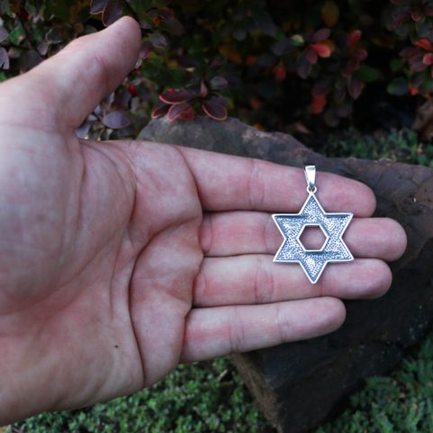 DAVID'S STAR, LARGE PENDANT STERLING SILVER