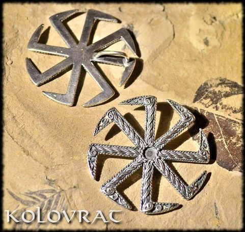 KOLOVRAT, SLAWISCHES SYMBOL DER SONNE, ANHÄNGER, SILBER 925