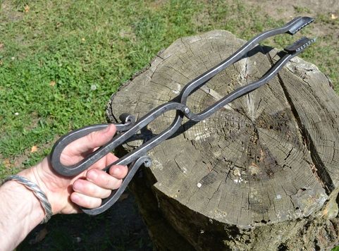 FORGED FIREPLACE TONGS FOR COALS