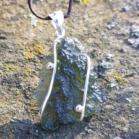 HYPERION MOLDAVITE, STERLING SILVER PENDANT