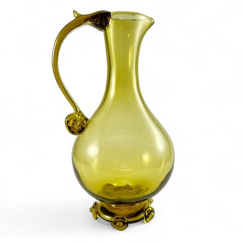 PRAGA - JUG, CZECH MEDIEVAL GREEN GLASS