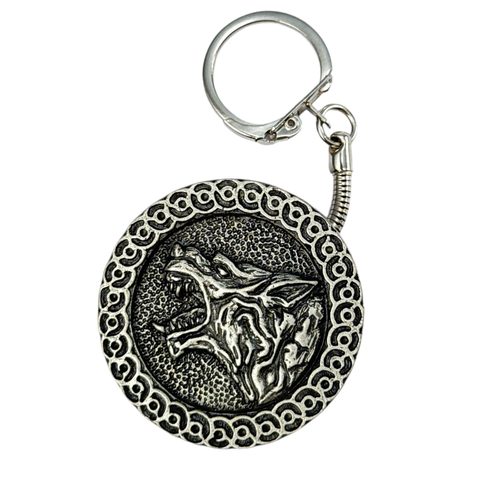 SLAVIC WOLF KEYCHAIN, ZINC ANTIQUE SILVER