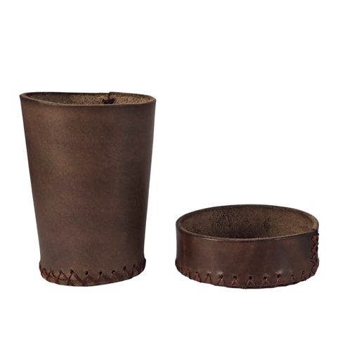 LEATHER CUP FOR DICE WITH LID