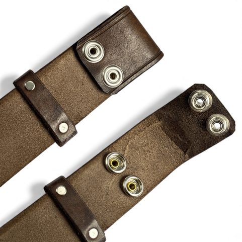 LEATHER BELT WITH BUCKLE CHANGE SYSTEM, BROWN