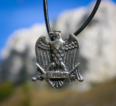 AQUILA, ROMAN EAGLE SPQR, STERLING SILVER PENDANT