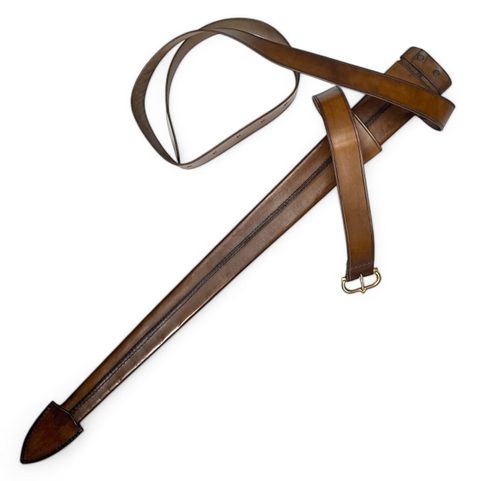 LEATHER SCABBARD FOR ONE-HANDED SWORD, BROWN