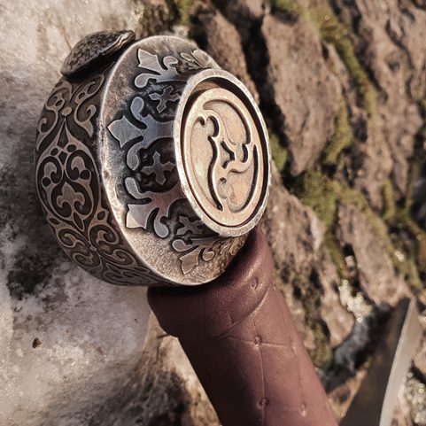 FLORAL ONE-HANDED SWORD ETCHED FULL TANG, SHARP