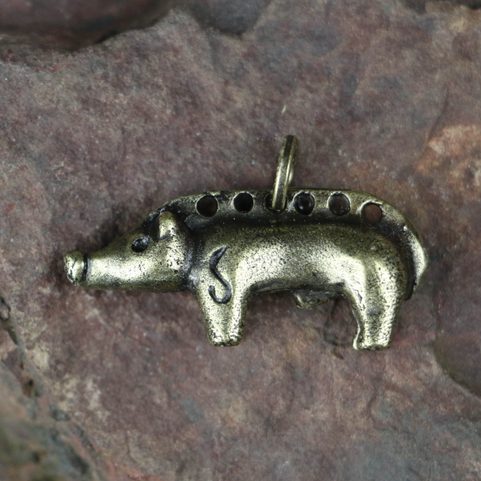 CELTIC BOAR - REPLICA PENDANT, ZINC, ANTIQUE BRASS