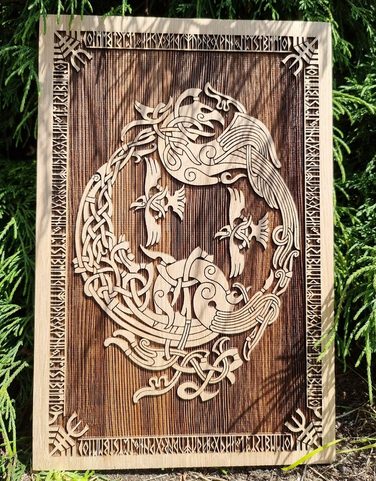 RAVEN MOON WALL DECORATION 45CM OAK