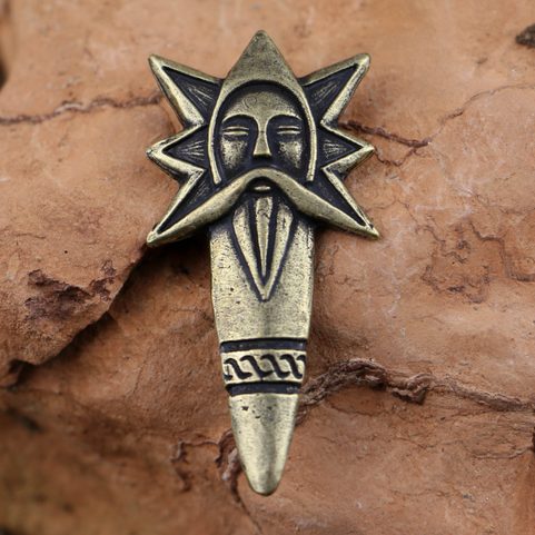 PERUN SLAVIC GOD, PENDANT, ZINC, ANT. BRASS