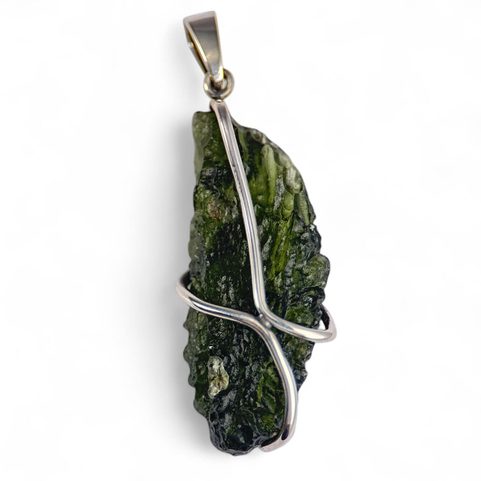 SERPENT, PENDANT, MOLDAVITE, SILVER 925/1000