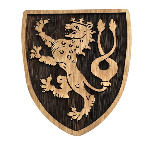 LION TCHEQUE, ARMOIRIES MÉDIÉVALES SUR BOUCLIER 20CM