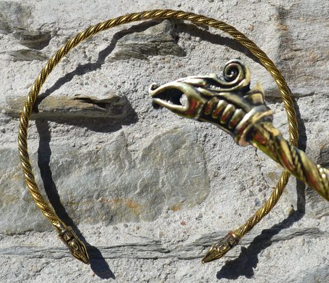 DREKI, NORSE DRAGON, BRASS TORC