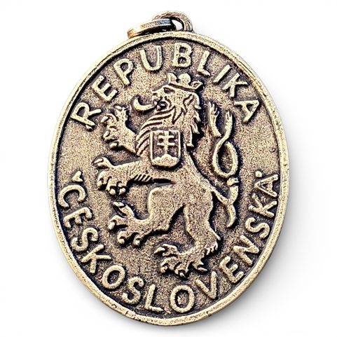 TSCHECHOSLOWAKISCHE GRENZSÄULE, ANHÄNGER, ALTMESSING