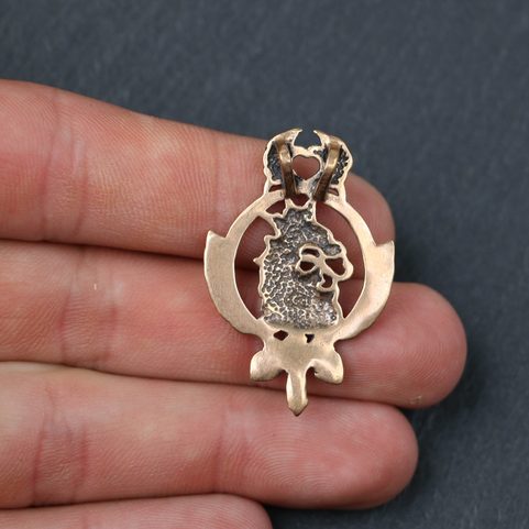 CZECH LION IN LIME BRANCH, PENDANT, BRONZE