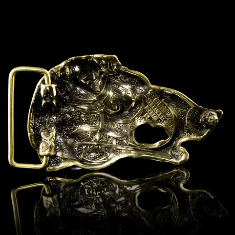 WILD BOAR, BELT BUCKLE, BRASS