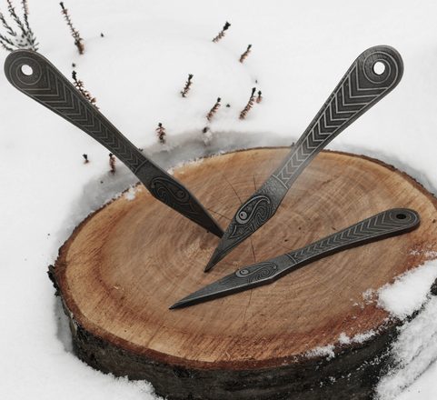 MUNINN ETCHED THROWING KNIFE - SET OF 3