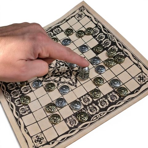 HNEFATAFL OR TAFL, VIKING BOARD GAME - LEATHER AND STONES