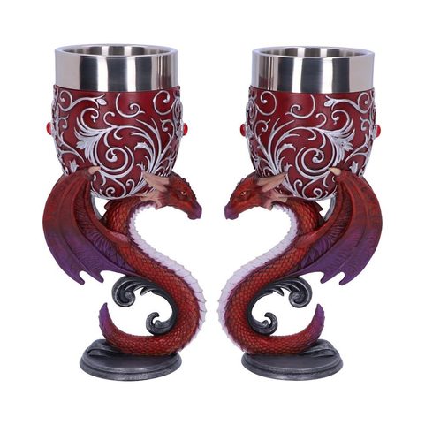 DRAGONS DEVOTION TWIN DRAGON HEART SET OF TWO GOBLETS
