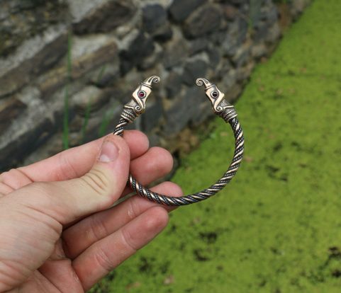 HUGINN AND MUNINN, VIKING BRACELET, BRONZE