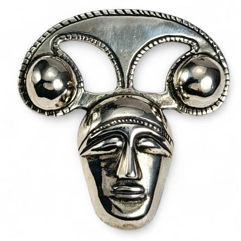 CELTIC HEAD PENDANT, LA TENE ART STYLE, STERLING SILVER