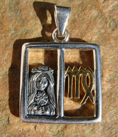 VIRGO, THE VIRGIN, SILVER PENDANT