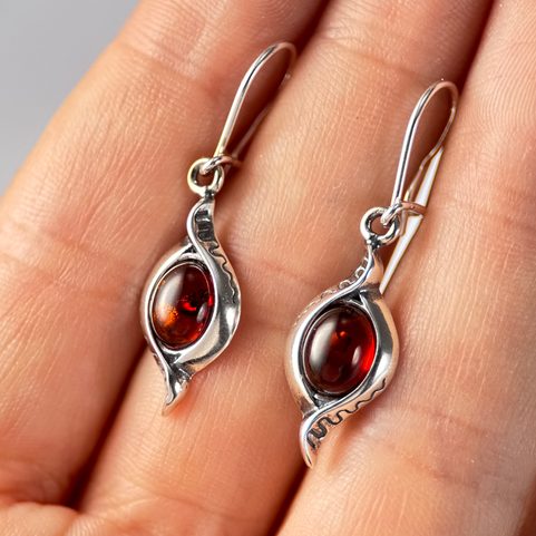 JARA, AMBER, EARRINGS, STERLING SILVER