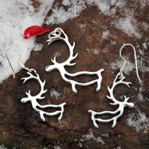 PORO, RENNE SAMI, SET DE BIJOUX, ARGENT 925