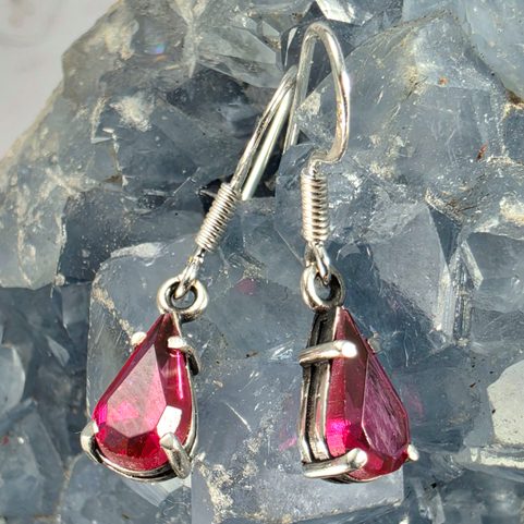 SILVER EARRINGS WITH GLASS STRIGA, STERLING SILVER 925