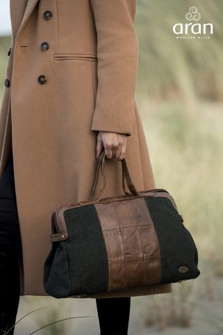 GREEN TWEED & LEATHER IRISH WEEKENDER BAG