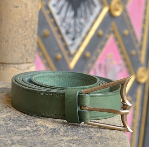 CEINTURE MEDIEVALE, CUIR VERT