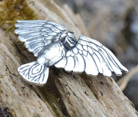 ATHENE NOCTUA - OWL, SILVER PENDANT - LARGE