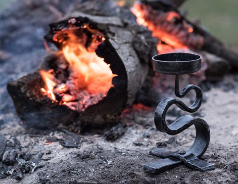 MEDIEVAL CANDLESTICK, FORGED, IRON