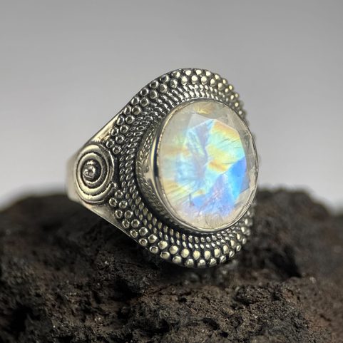 LUNARIA, BAGUE, PIERRE DE LUNE ARGENT 925/1000