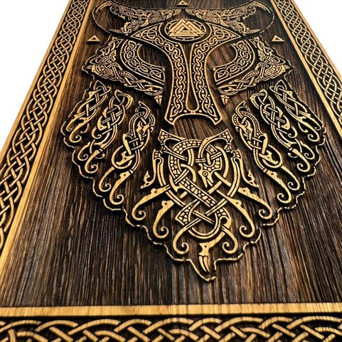 WOLF- VIKING, WOODEN WALL PICTURE 21X30CM