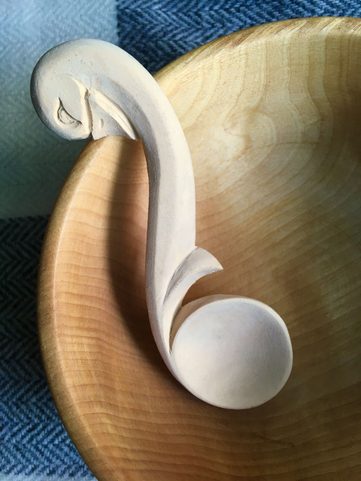 SWAN, HAND CARVED SPOON