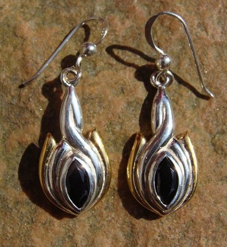 BLACK TEAR, SILVER EARRINGS, AG 925