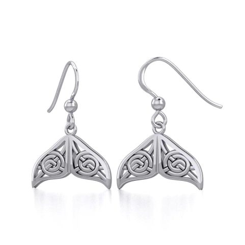 BOUCLES D'OREILLES ARGENT QUEUE DE BALEINE AVEC NŒUDS CELTIQUES