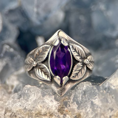 SHAMROCK, RING, AMETHYST, SILBER 925