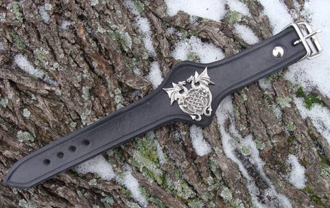 LEATHER BRACELET, KNOTTED DRAGONS