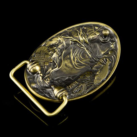 CARP, BELT BUCKLE, BRASS